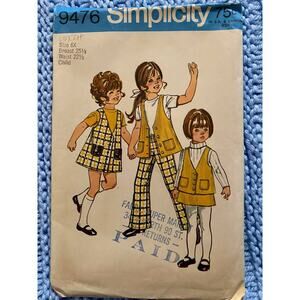Simplicity sewing pattern  9476 girls jumper top skirt pant